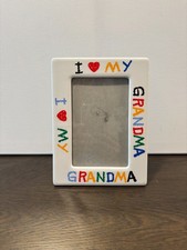 CERAMIC PICTURE PHOTO FRAME I LOVE MY GRANDMA Raised Colorful Design 4" X 6"