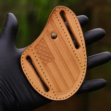 Brown Leather Sheath For Folding Blade Pocket Knife EDC MULTIPURPOSE ORGANIZER