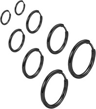 316L Surgical Stainless Steel Huggie Hoop Earrings 6mm 8mm 10mm 11mm 12mm 14m...