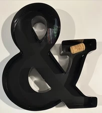 Wine Cork Holder Metal Monogram Letter “&” (And Symbol) Black 12" New