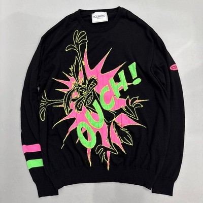 Iceberg Roadrunner Designer Black Crewneck Sweater