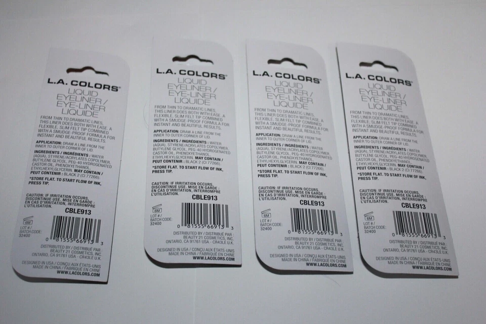 L.A. Colors Eye Markers Liquid Eyeliner CBLE913 Black Lot Of 4 In Box - Image 2 of 2