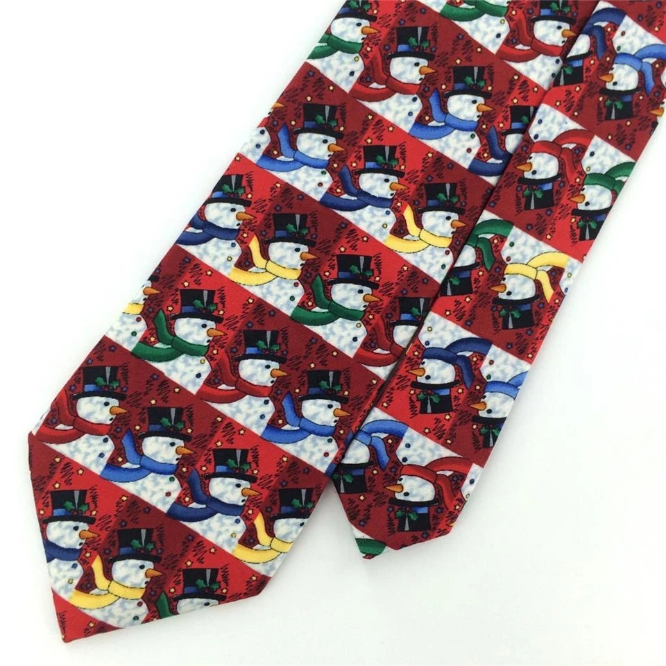 Corbata a Cuadros DOCKERS ROJO Azul Muñeco de Nieve Estrellas Navidad Niños #XO-468 Nueva Foto 2 de 3