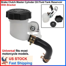1x Universal Brake Clutch Master Cylinder Oil Fluid Tank Reservoir With Bracket