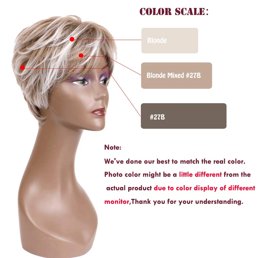 QUEENTAS Pixie Layered Short Blonde Wigs for White Black Women Synthetic Hair... - Picture 2 of 12