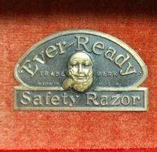 Safety Razor Ever-Ready Box Black Velvet Brass Emblem Empty Vintage 4” Long