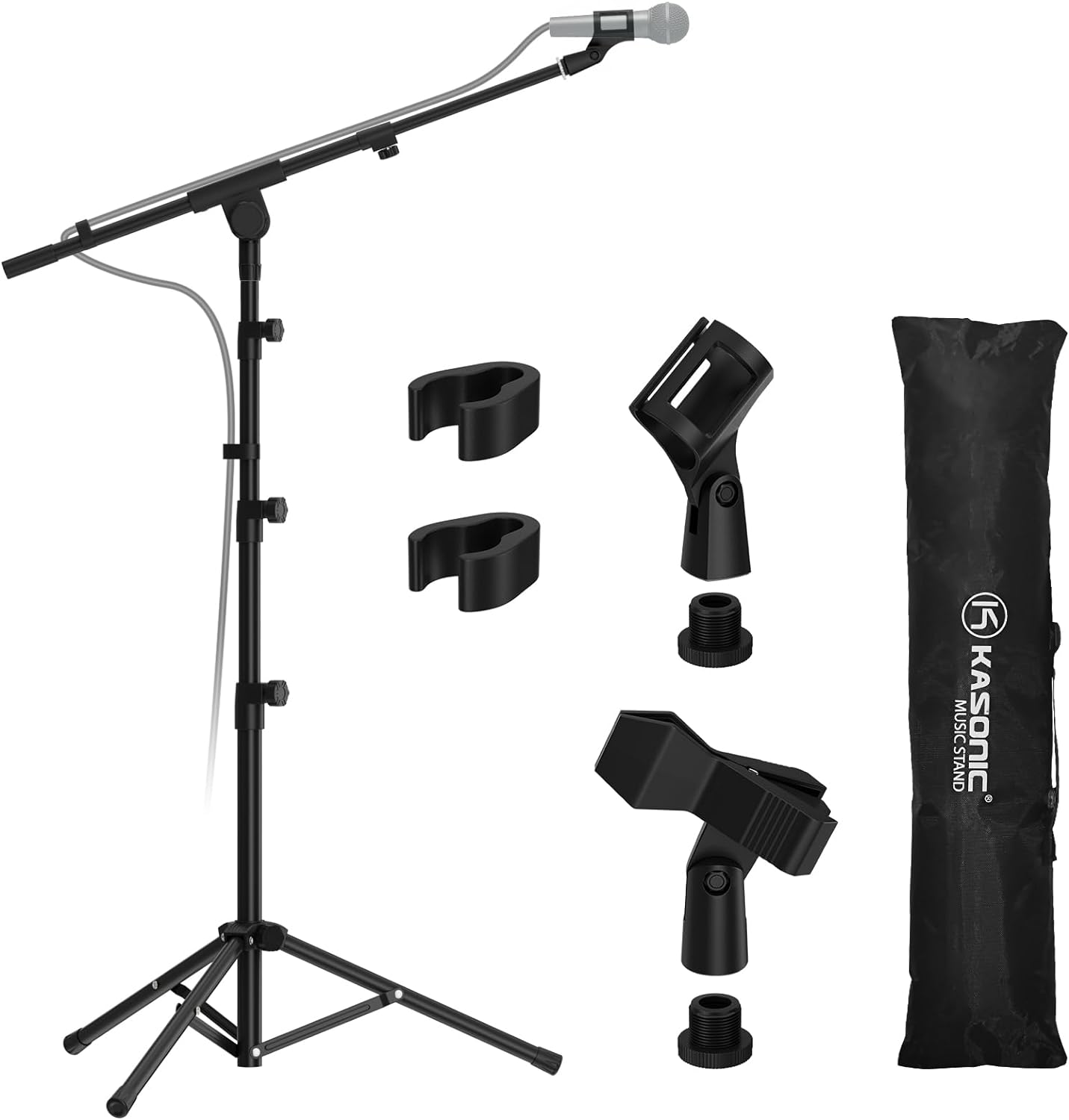 Microphone Stand Heavy Duty Adjustable Collapsible Tripod Boom Stands Clip-image