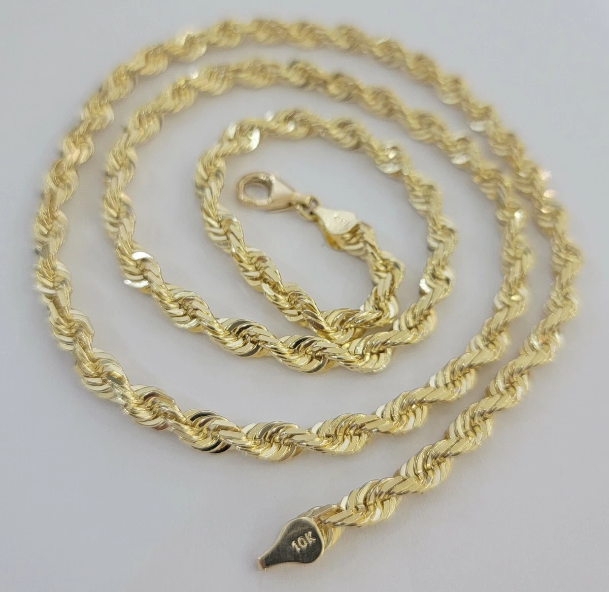 Rope Chain Necklace Solid 10k Yellow Gold 5mm 24