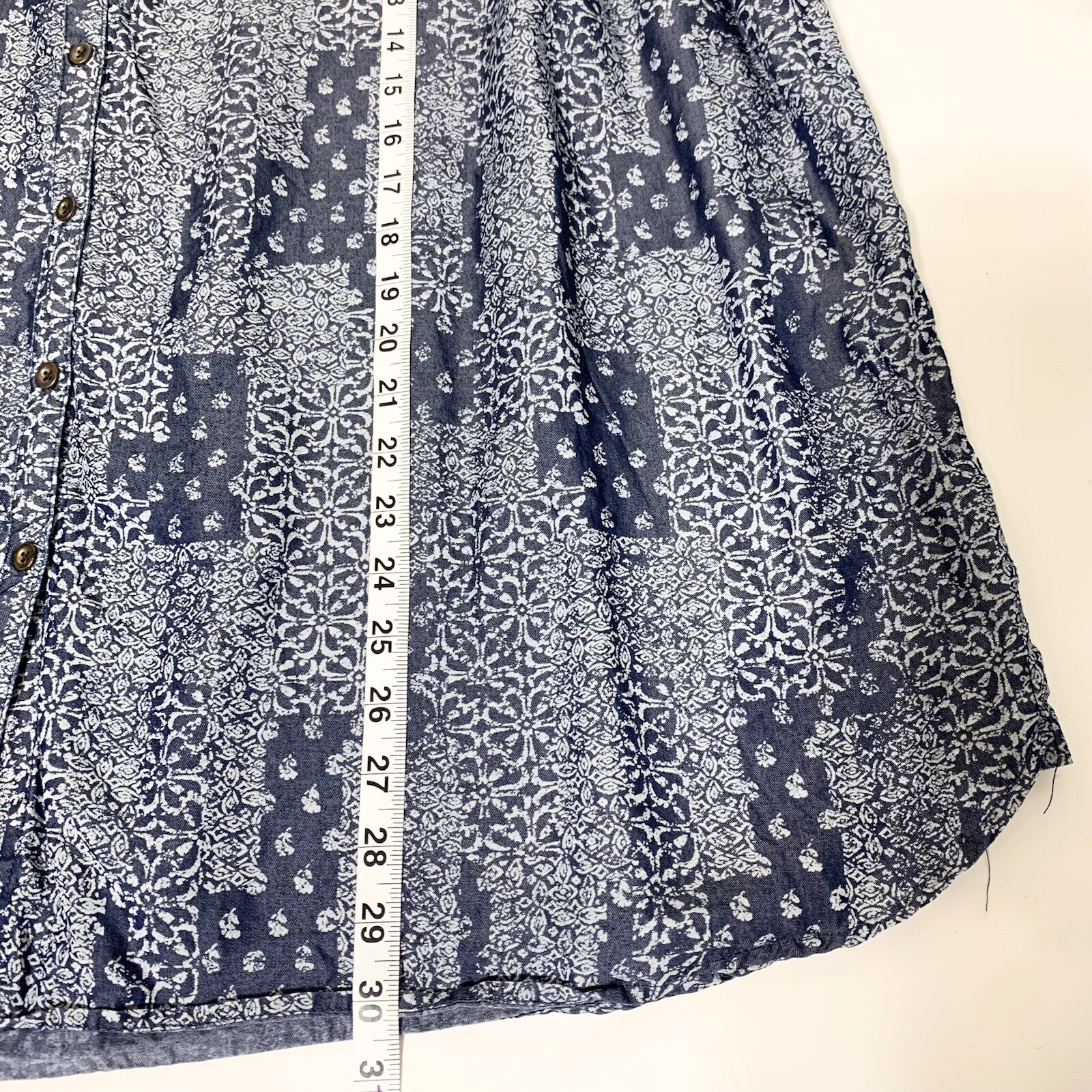 Catherines 2X Blue Patchwork Print Button Front L… - image 9