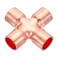 1/2 Inch ID Copper Cross Pipe Fitting 4 Way Copper End Feed Equal Connector