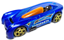 2002 HOT WHEELS MONOPOSTO BLUE 1:64 DIECAST 2 5/8" CAR WITH ORANGE BLACK  GOLD