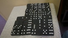 28 3" WOOD DOMINOE SET-USED HANDMADE
