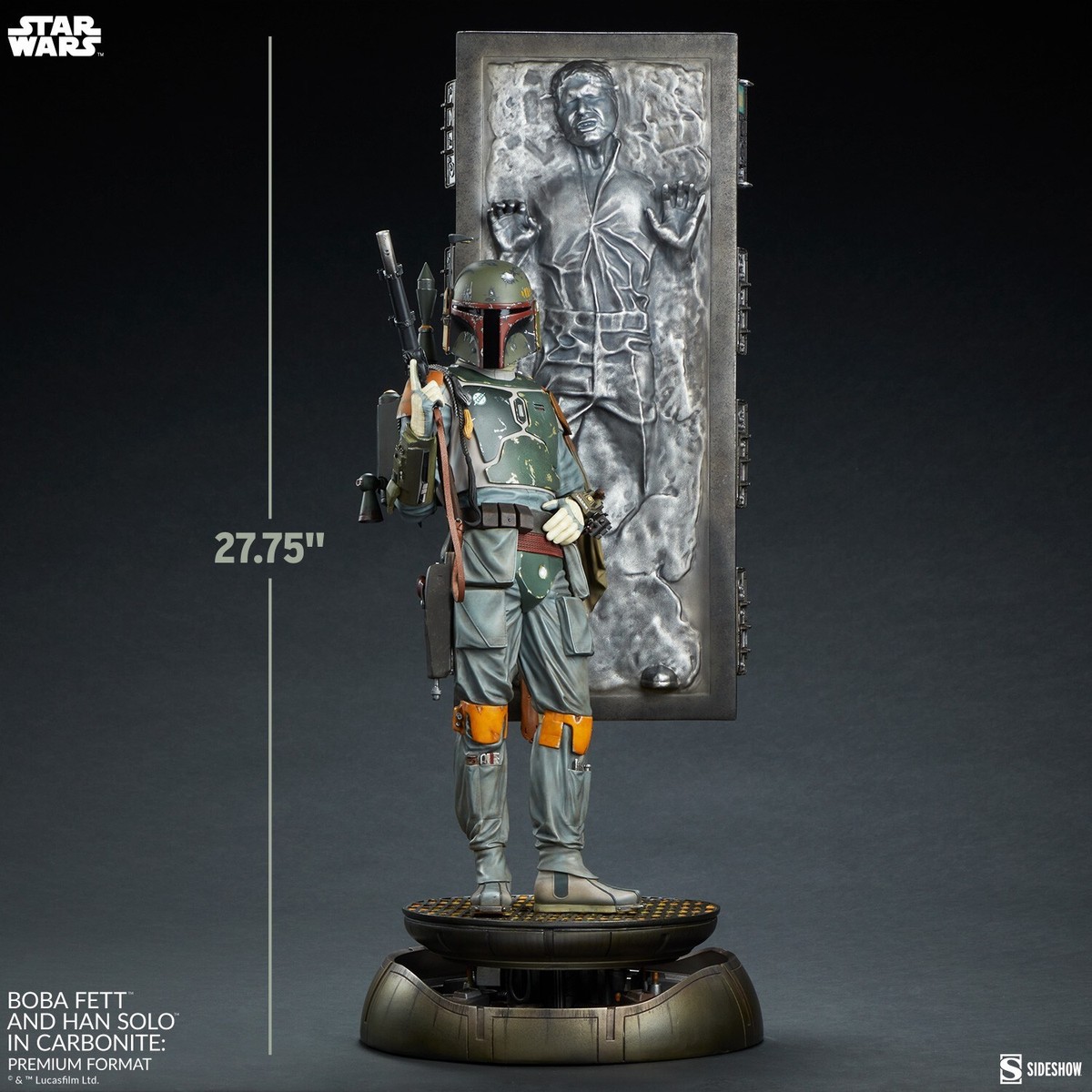 Sideshow 400373 Boba Fett & Han Solo in Carbonite Statue Star Wars