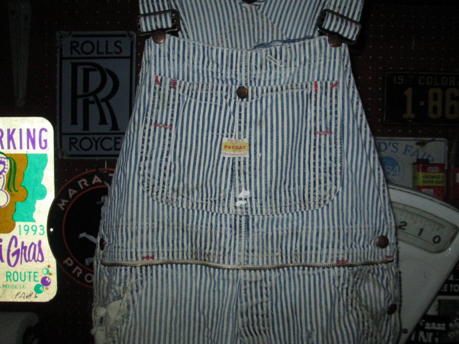 PENNEY'S jc Vtg 50s 40s PAYDAY Stripe Overalls Sanfor… - Gem