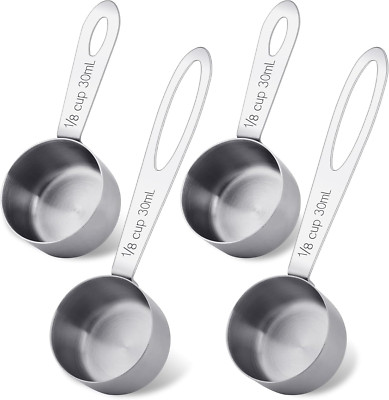 4Pcs 1/8 Cup Measuring Cup, 30Ml Scoop, Stainless Steel Measuring Cups