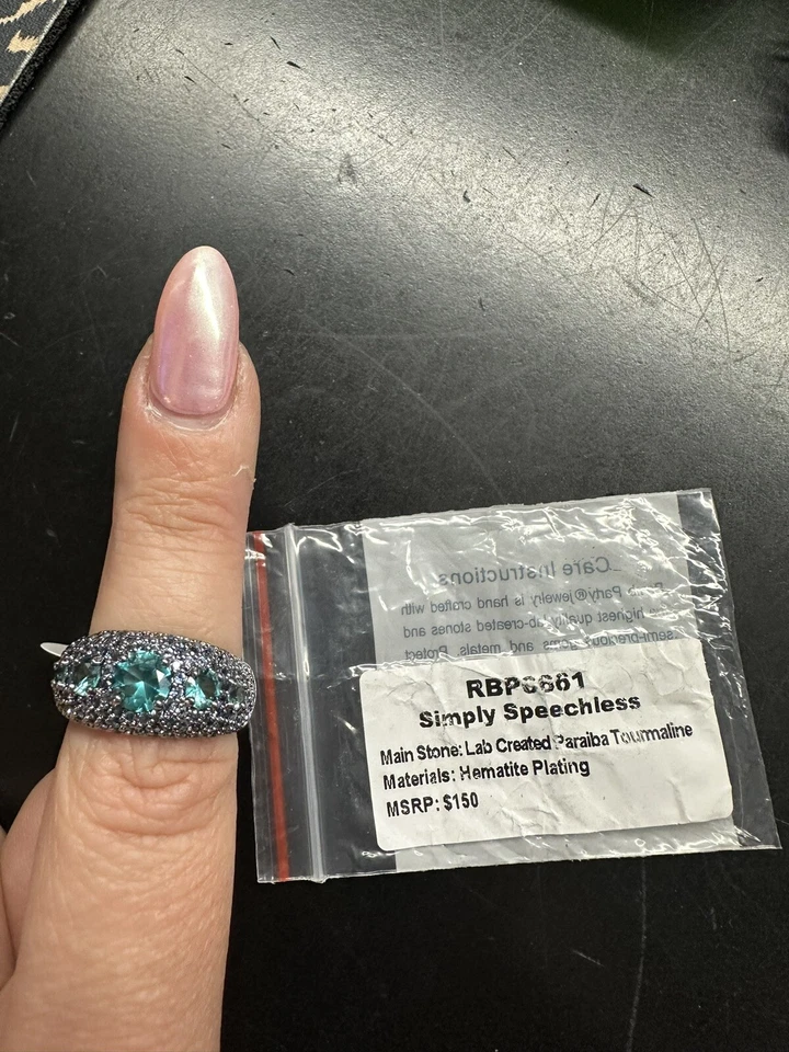 BP "Simply Speechless" RBP6661 LC Paraiba Turmalina Hematita Talla 8 Foto 3 de 4