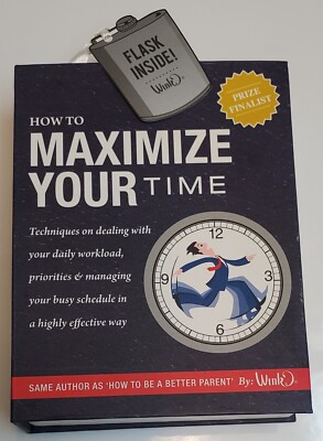 Funny Flask Gift Box ''How to Maximize Your Time'' Never been used Great Gift