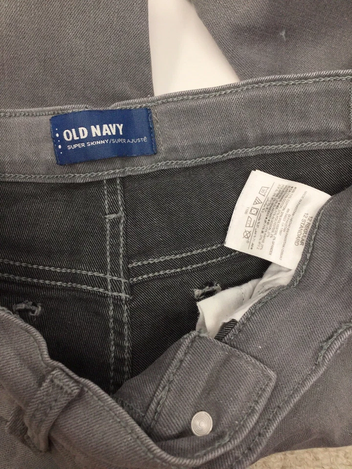 Old Navy Girls Gray Silver Stretchy Skinny Jeans Size 12 - Image 3 of 4