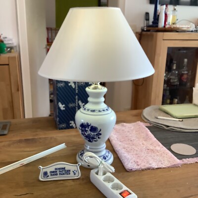 Zwiebelmuster Original Bohemia Lampe ''1972'' mit Kaschmirschirm Neu mit OVP