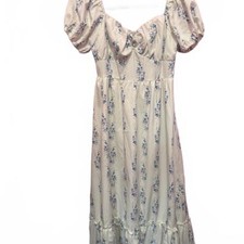 Floral Print Puff Sleeve Maxi Dress