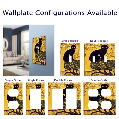 Gustav Klimt Style Art Cat Wall Plate / Switch Plate / Outlet Cover
