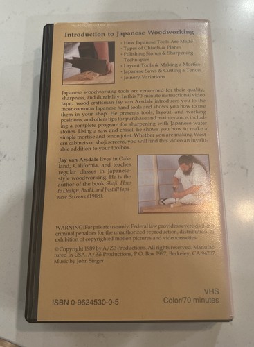 Japanese Woodworking Introduction To VHS RARE Vintage Tape w/Insert Plans 1989 - Picture 2 of 8