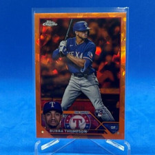 2023 Bubba Thompson Topps Chrome Sapphire Orange Refractor #8/25. Card #597. RC