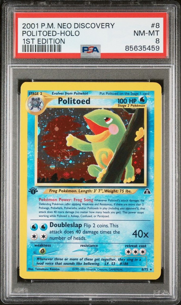 Pokemon Card - PSA 8 POLITOED #8 (1ST EDITION) (NEO DISCOVERY
