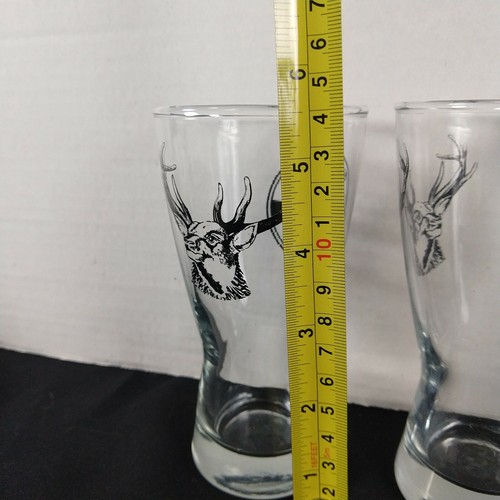 Pair of Schell's Beer bar glasses Deer Brand advertising New Ulm MN hourglass - Picture 5 of 5