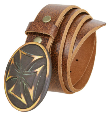 Copper Cross Buckle Genuine Full Grain Leather Vintage Belt  display picture 2