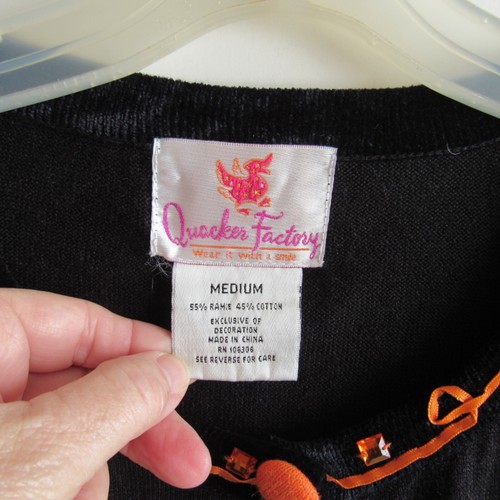 Quacker Factory Halloween /Fall Cardigan Sweater SZ Med Pumpkin - Picture 3 of 5