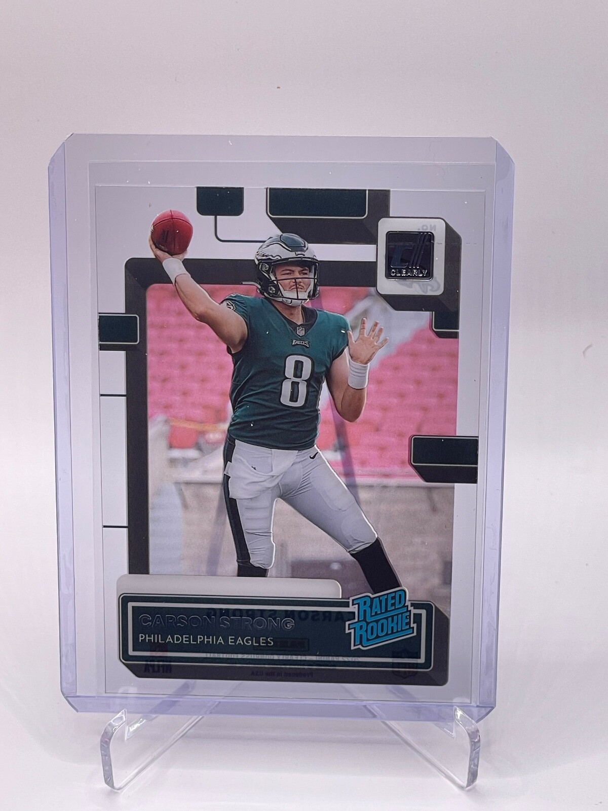 2022 Clearly Donruss Base Rated Rookie Gold #61 Carson Strong - Eagles