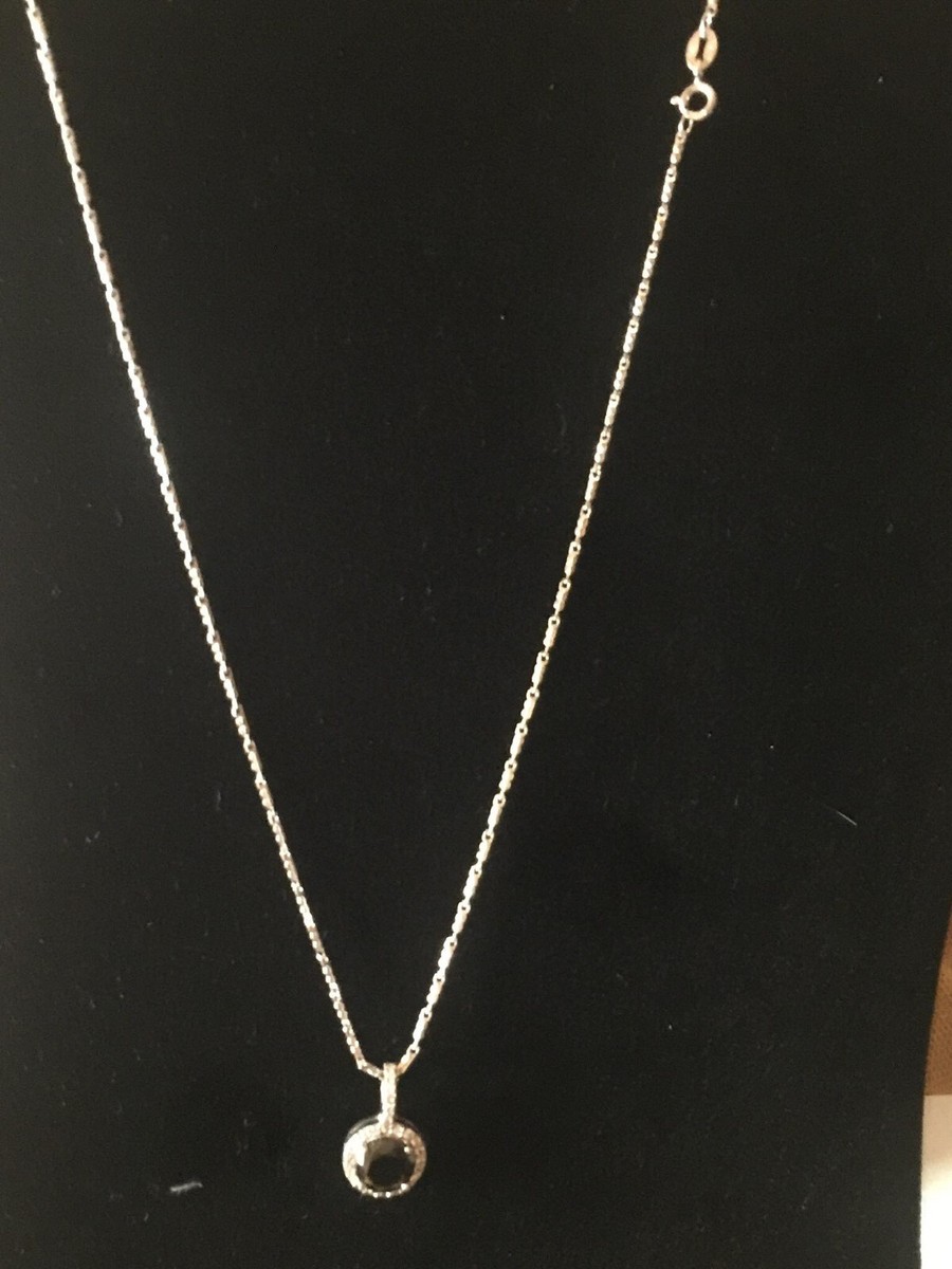 ZIR Black Round Pendant Silver Plated Necklace 18'' $295
