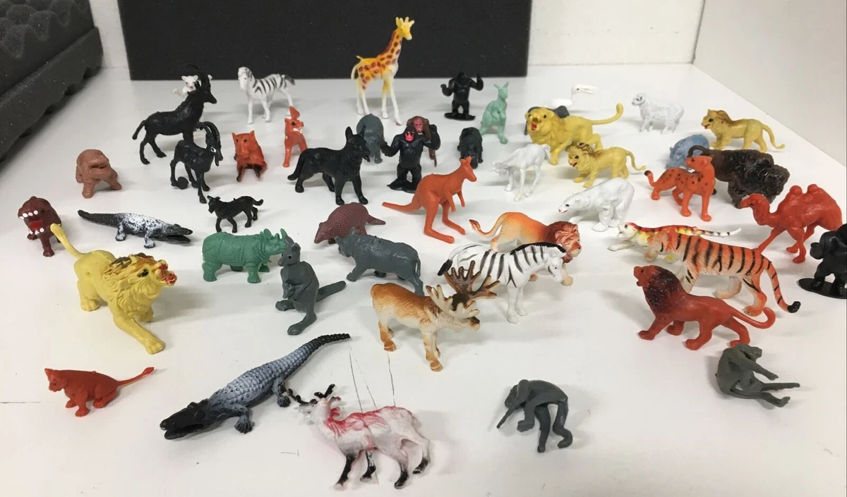 Vintage Hard Plastic Made in Hong Kong Zoo Animal Toys Lot of 48 1960 s