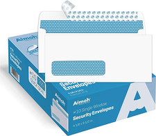  10 Single Left Window Self-Seal Security Tinted Envelopes, Size 4-1/8 X 9-1/2 -