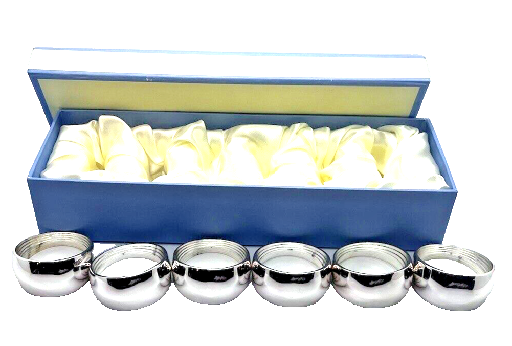 Newbridge Silverware J184 Set of 6 Solid Napkin Rings New Original Box