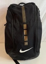 Nike Hoops Elite Pro Backpack Black Adjustable Straps Zippered Gold Polyester