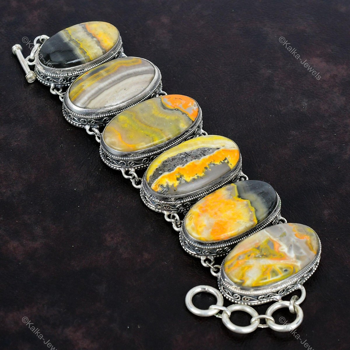 Bumblebee Jasper & Gold Alchemia Cuff Bracelet – Moon Bear  Handmade Bumblebee Jasper Adjustable Bracelet Cuff main image 1
