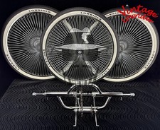 VINTAGE LOWRIDER TRIKE 144 SPOKES FRONT/HOLLOWHUB RIMS, COVERSION KIT & TIRES.