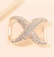 T-Shirt Clip Scarf Ring Buckle Crystal Rose Gold Tone Fashion Jewellery - NEW