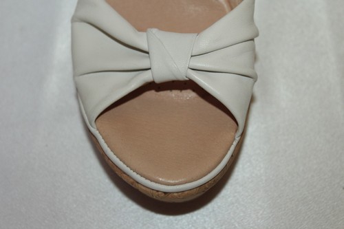 ONO Womens White Leather Comfort Open Toe Cork Platform Wedge Sz 9 - Picture 5 of 9