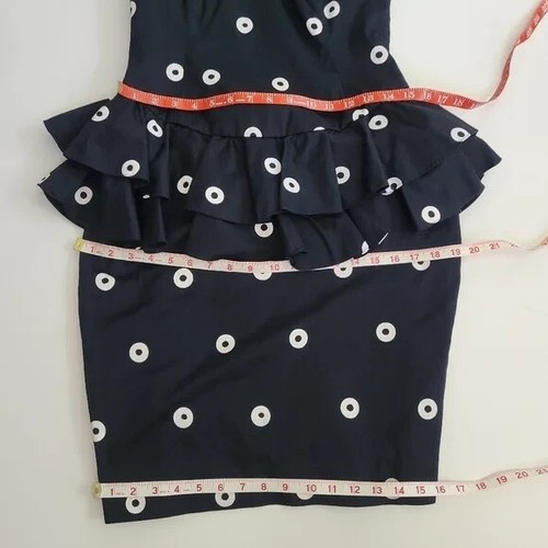 Vintage Beverley Standing 1980 Black White Cotton Dress Pin Up Polka Dot Sz 8 - Picture 4 of 12