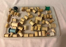 Vintage Lot of Wooden Thread Spools Assorted Sizes Brands