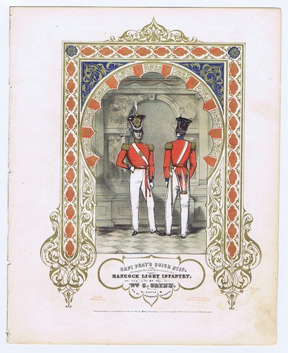 Very Early color print! - 1844 - Hancock Light Infantry - Thayer - VG militia