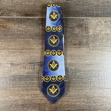 Freemason's Tie - Blue Polyester long necktie with swirl flowing Masonic pattern