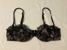 Vintage Victoria  s Secret Gold Label Bra 36B Black Lace Unlined Sheer UW