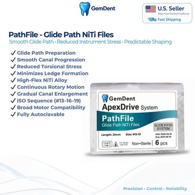 GemDent ApexDrive PathFiles NiTi Glide Path Files Endo Rotary Assorted #13-#19