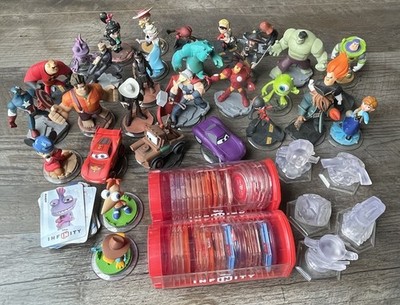 Disney Infinity Massive Lot: 30 Figures, 5 Crystals, 34 Power Discs, Case, Cards