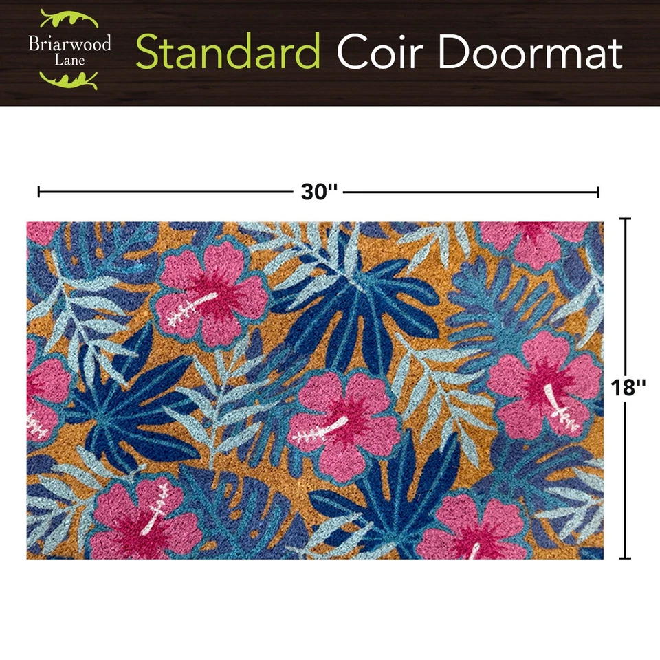 Felpudo de fibra tropical rosa y azul Briarwood Lane 18 x 30 Foto 3 de 3