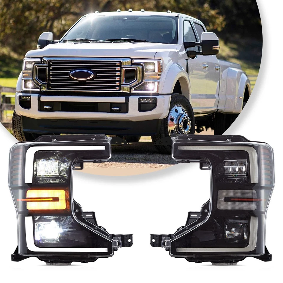 Halogen Full LED Projector Head Lights For 2020-2022 Ford F250 F350 Super Duty - Image 2 of 4